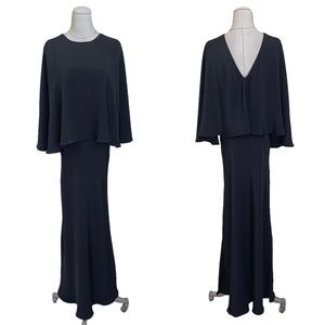 Alessandra Rich Black Capelet Silk Gown sz 40